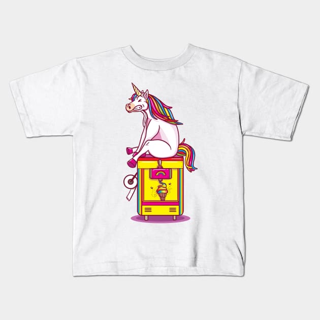 Unicorn Pooping Ice Cream Kids T-Shirt by positivedesigners